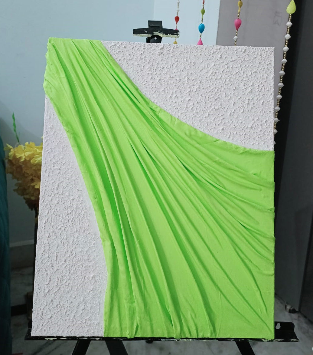 Light Green Hand-made Fabric Texture Art