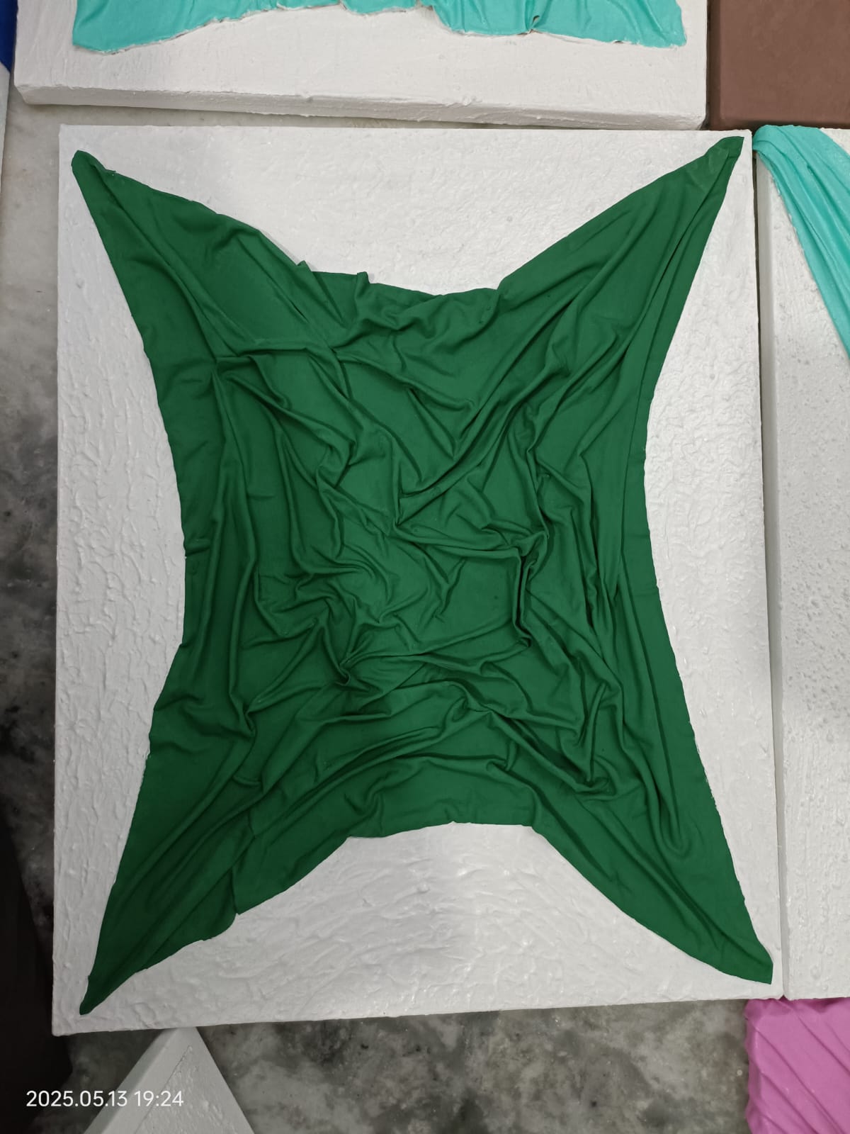 Green Hand-made Fabric Texture Art