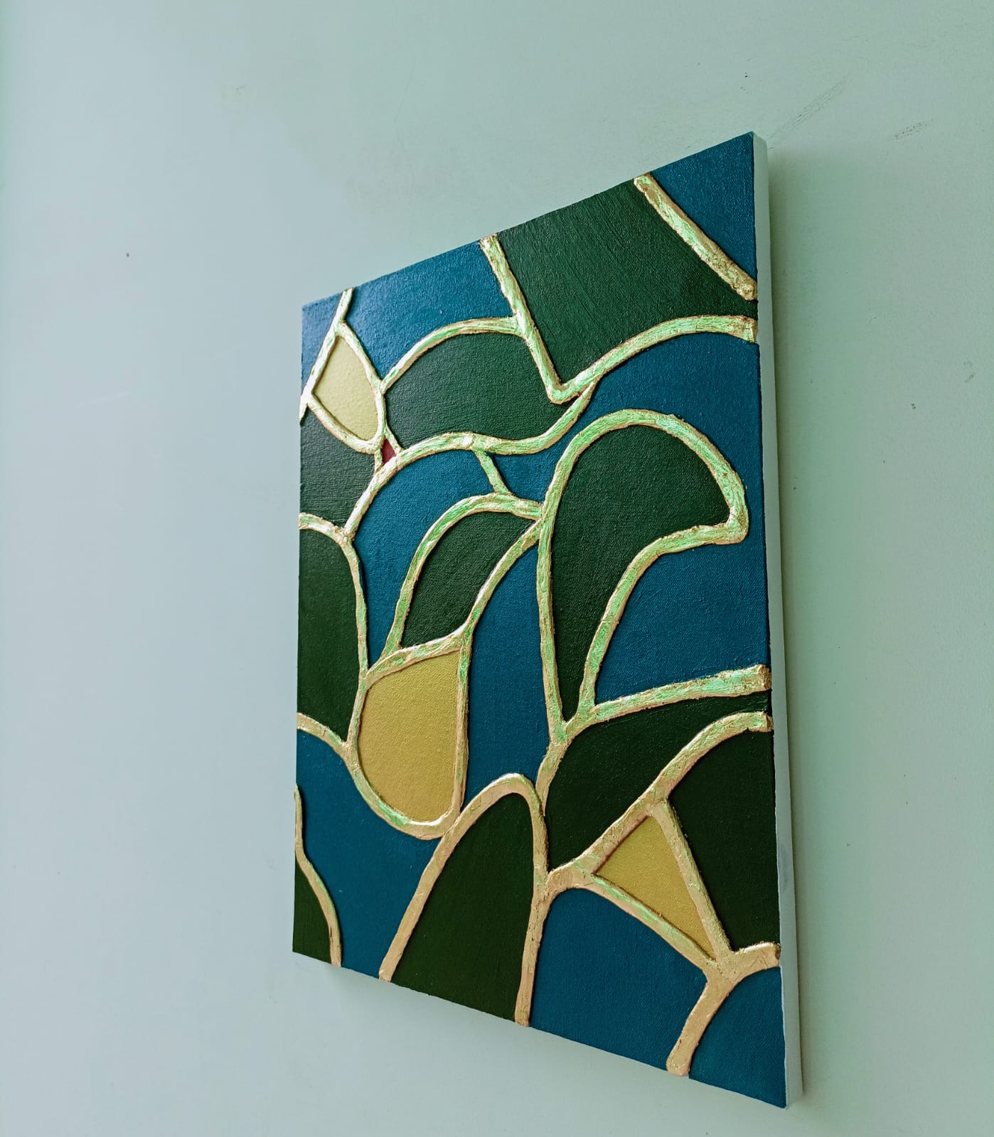 Blue-Green-Yellow Handmade Texture Art