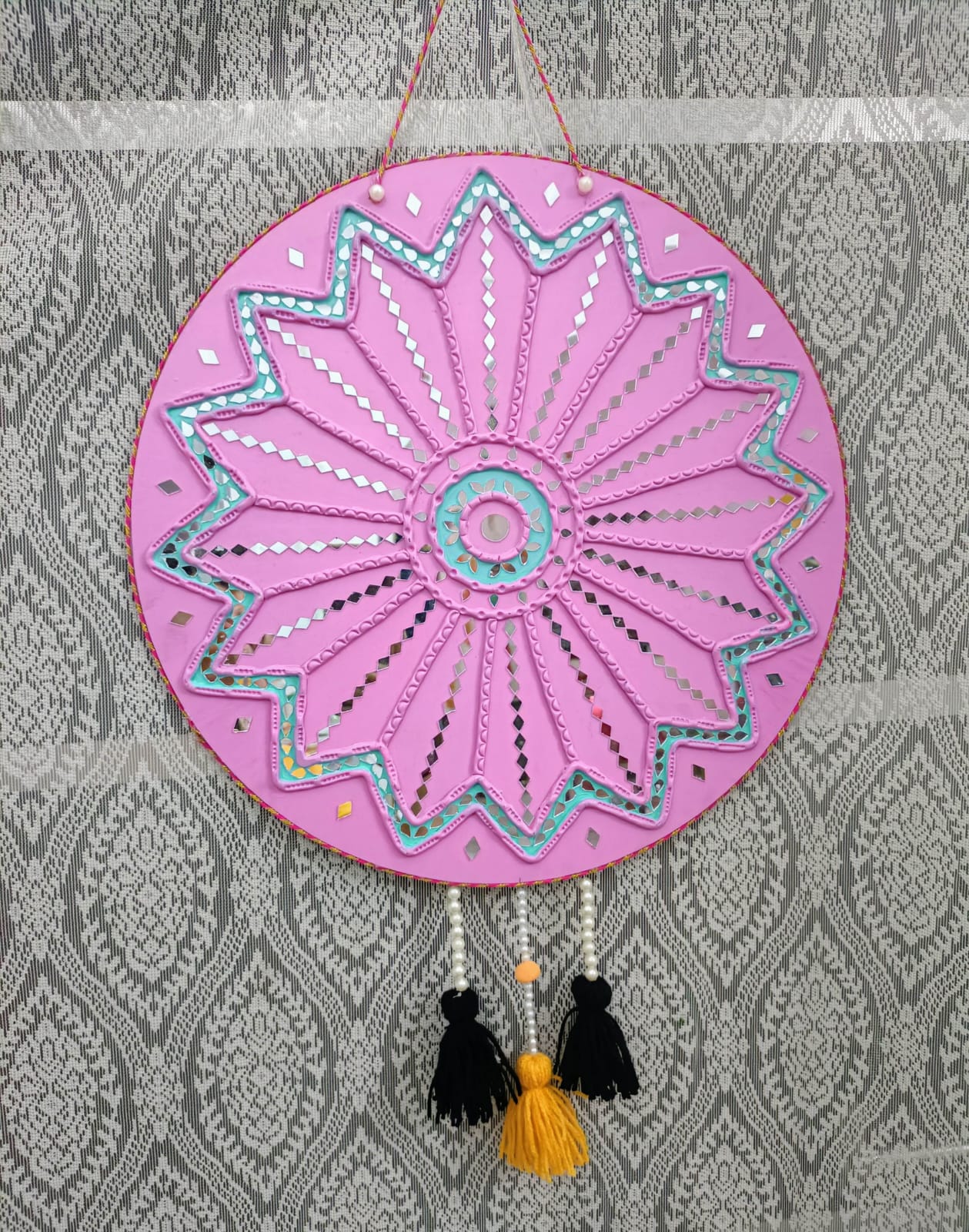 Pink Rounded Lippan Art