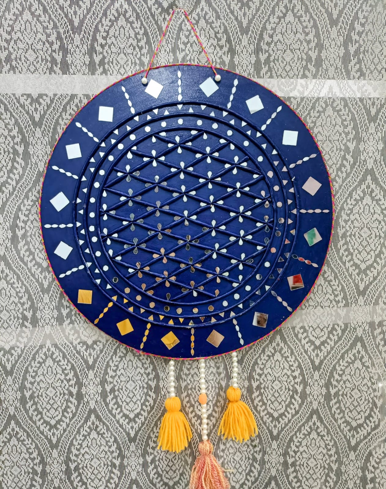 Blue Rounded Lippan Art