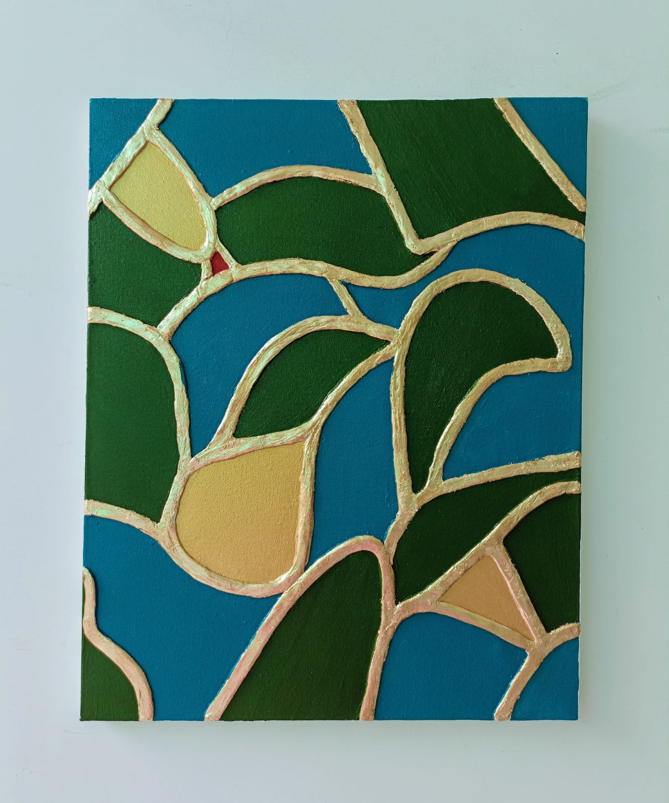 Blue-Green-Yellow Handmade Texture Art