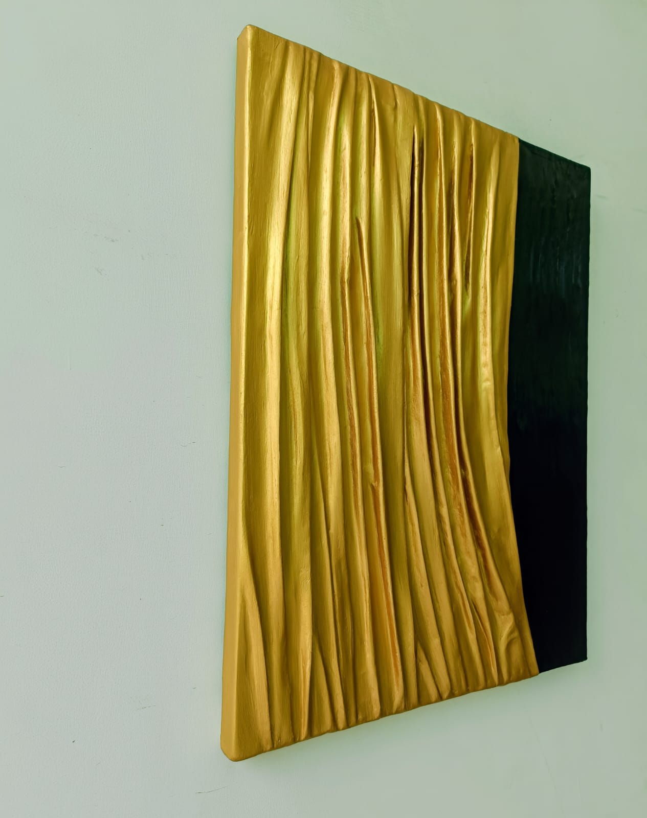 Premium Black Gold Metallic Fabric Texture Art