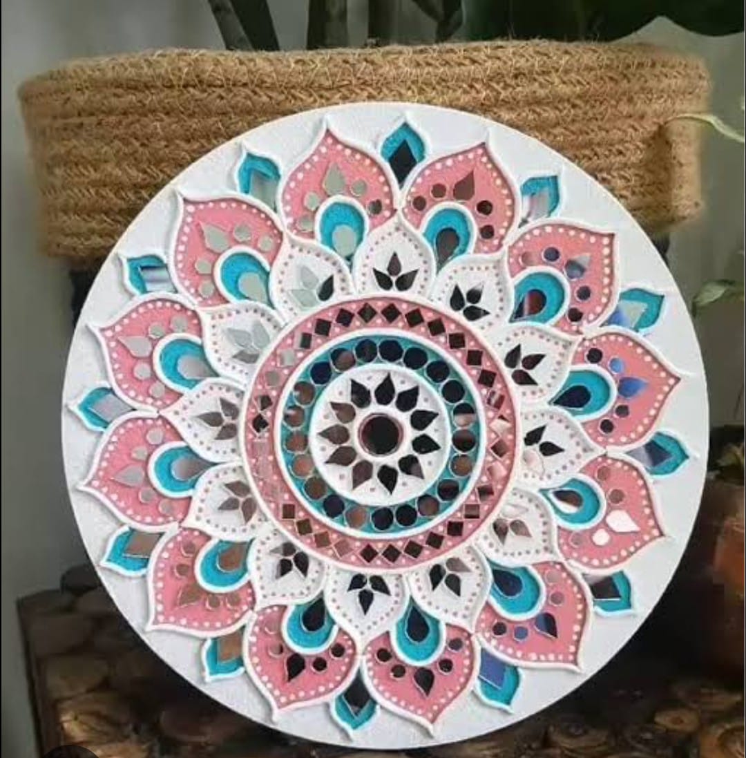 Beautiful white and pink Lippan Art