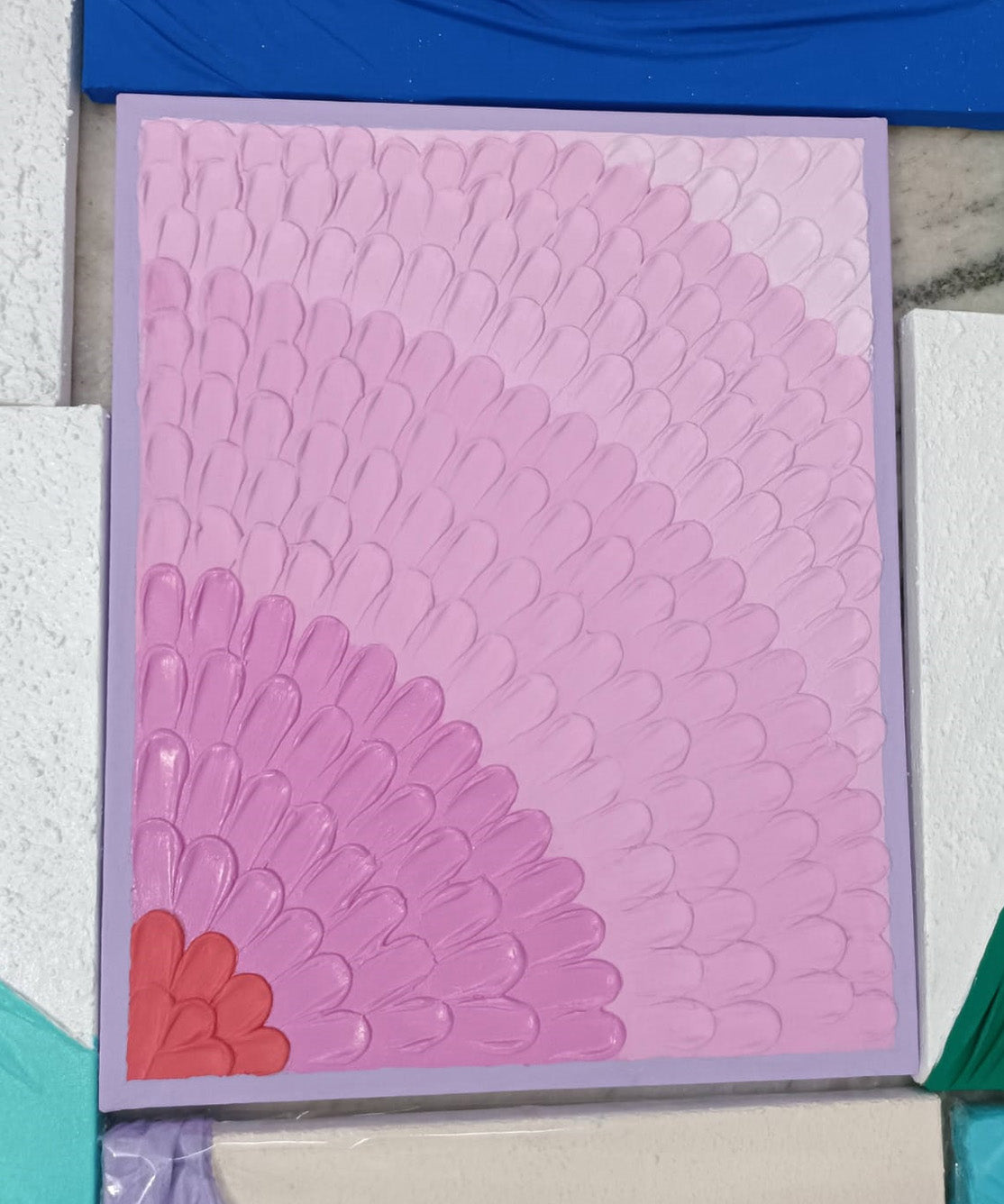 Pink and Red Handmade texture art