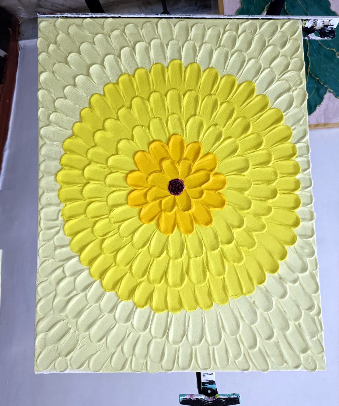 Cream Yellow Handmade Texture Art
